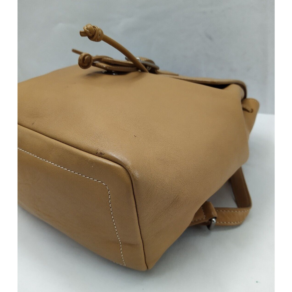 Coach Brown Tan Leather Drawstring Buckle Flap Closure Backpack - Vintage - Picture 7 of 16